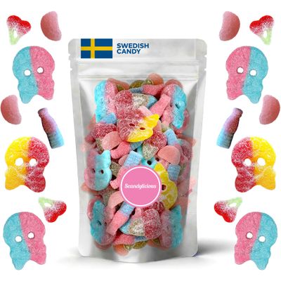 Swedish Candy Sour Pick Mix - Includes Bubs Skulls - 1LB Assorted Authentic Gummy Sweets from Sweden (1 Pounds)