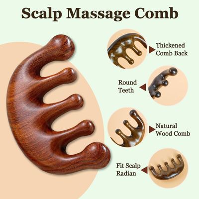 FIRSTPELLA Sandalwood Scalp Detox Comb Set - Tooth Wooden Massage Comb for Hair Growth, Loc Comb Wide Tooth Comb with Gift Bag (Daily Scalp Care Sisterlocks Maintenance)
