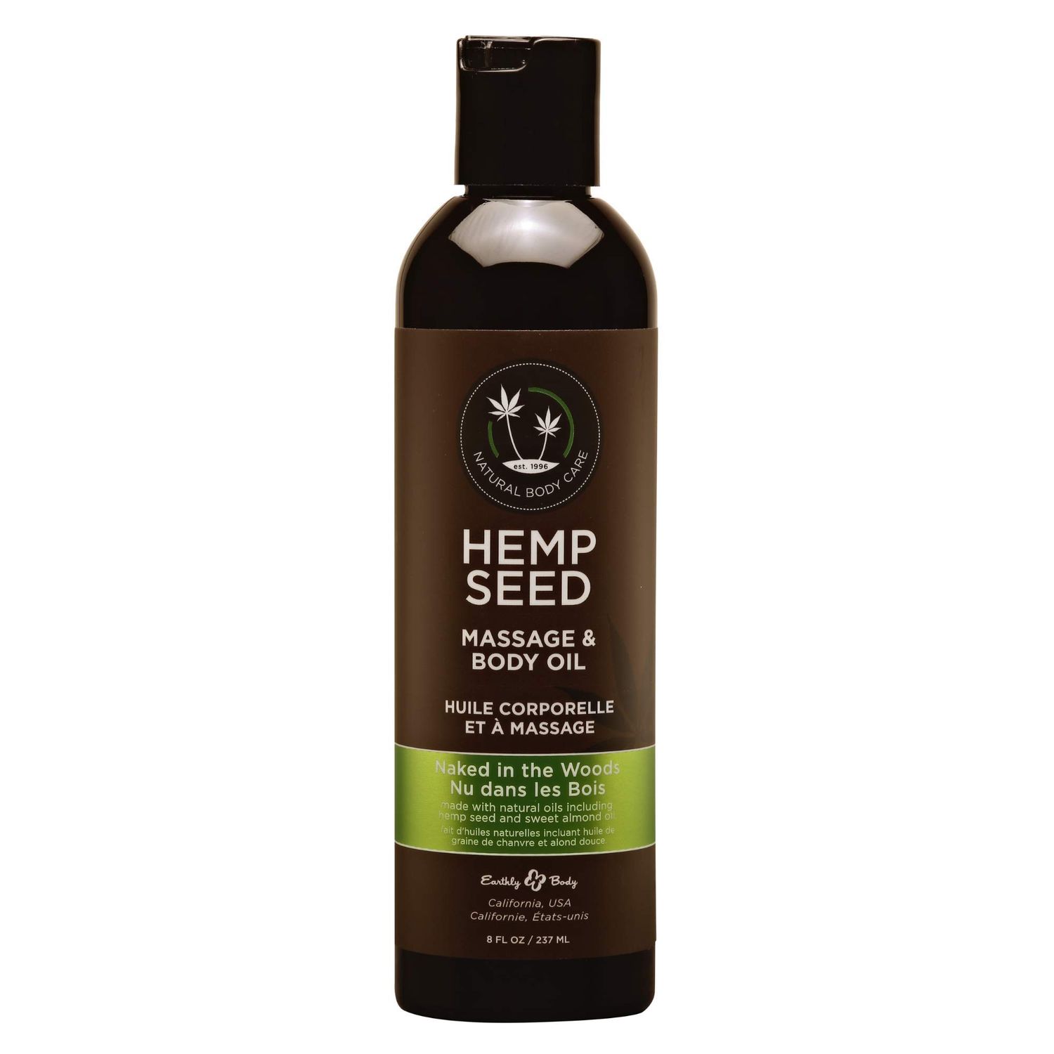 Hemp Seed Massage Body Oil, Naked in The Woods Scent - 8 fl. oz. - Nourishing, Moisturizing Massage Oil - Hemp Seed, Apricot, Grapeseed Sweet Almond Oil - Vegan Cruelty Free