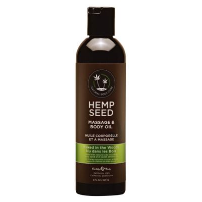 Hemp Seed Massage Body Oil, Naked in The Woods Scent - 8 fl. oz. - Nourishing, Moisturizing Massage Oil - Hemp Seed, Apricot, Grapeseed Sweet Almond Oil - Vegan Cruelty Free
