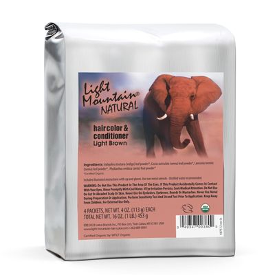 Light Mountain Light Brown Hair Dye for MenWomen, Organic Henna Leaf Powder and Botanicals, Chemical-Free Semi-Permanent Hair Color, 16 Oz