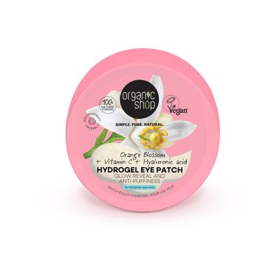 Organic Shop Hyaluronic Acid Vitamin C Hydrogel Eye Patches for Dark Circles, Anti Puffiness, Deep Hydration, Fight Wrinkles Fine Lines, Dark Spots, Texture Repair 100 Vegan Organic. 60 Pcs
