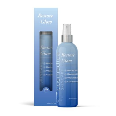 Cosmedica Skincare Restore Glow Peptide Spray Hydrating Mist with Matrixyl 3000, Vitamin B5, Hyaluronic Acid Cucumber Extract for Radiant Skin - 4 oz