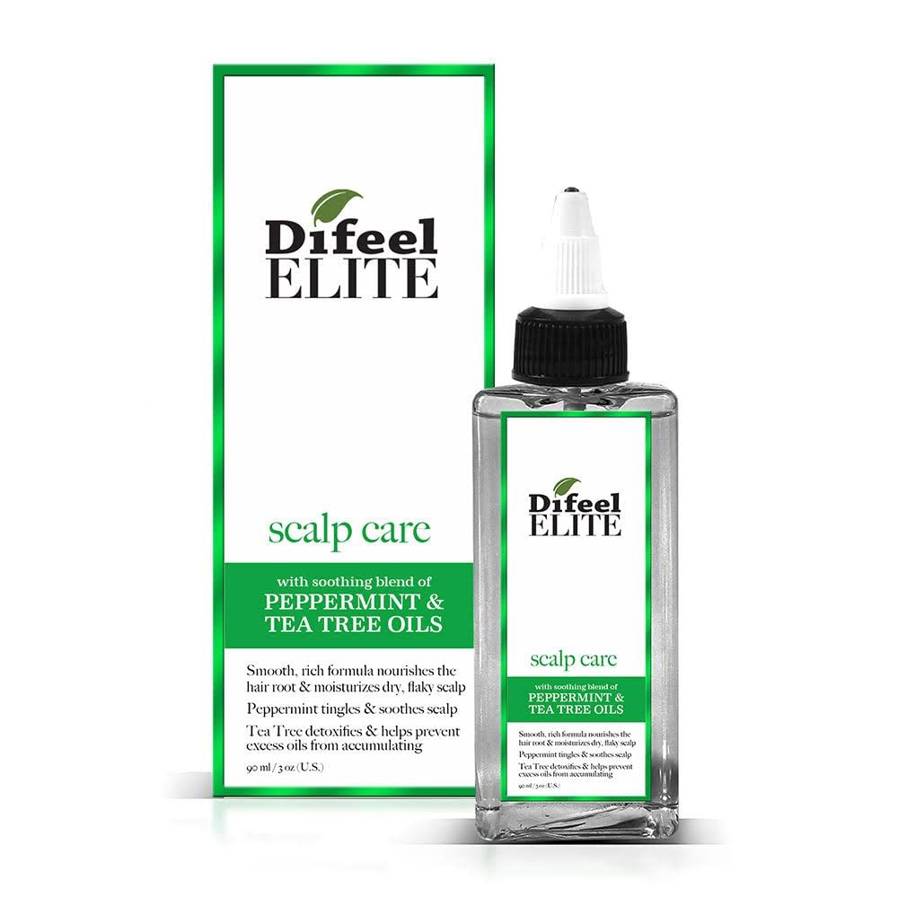 Difeel Elite Scalp Care with Peppermint Tea Tree Oil Hair Scalp Treatment for Dry, Flaky Scalp 3 oz. - Tea Tree Hair and Scalp Treatment with Peppermint