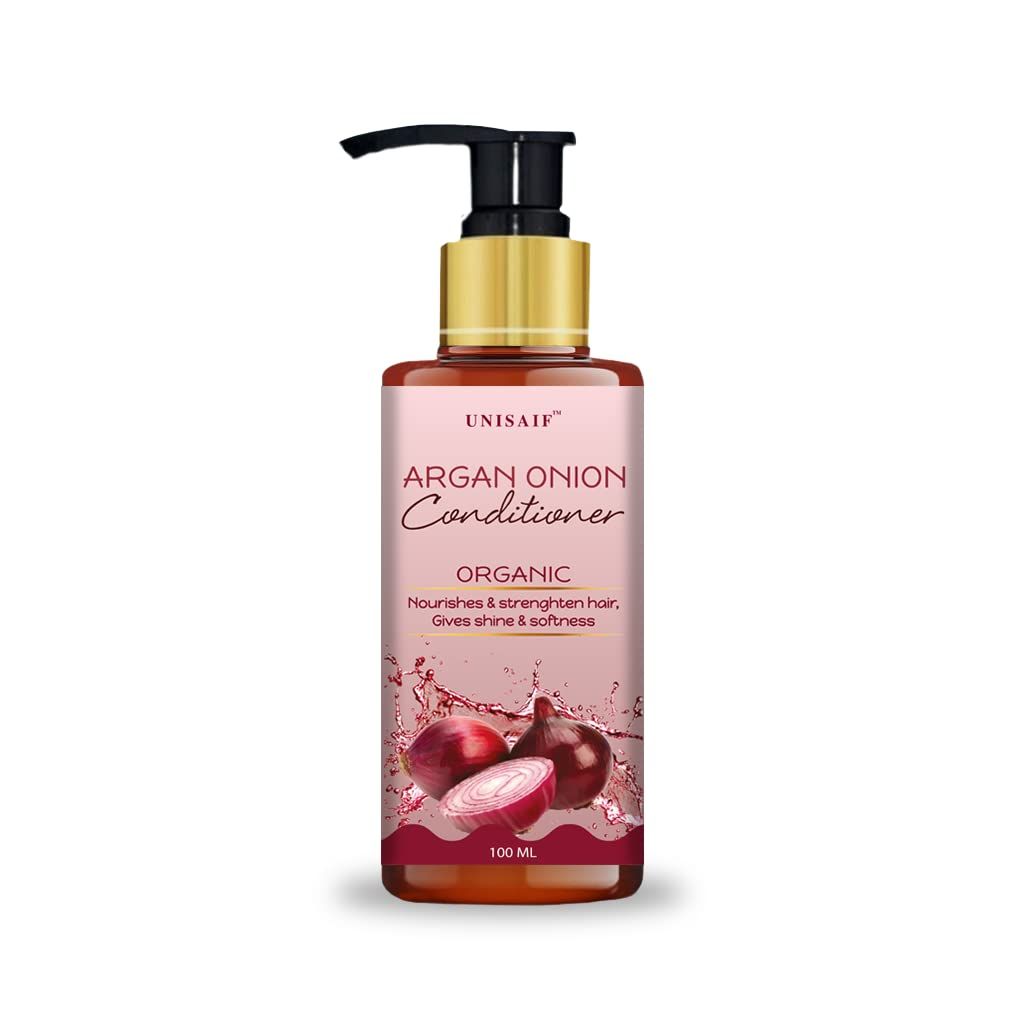 Unisaif Argan Onion Organic Conditioner - Nourishes Strengthen Hair Gives Shine Softness Deep Conditioner for Dry Damaged Hair Sulphate free Paraben Free (100 ml).