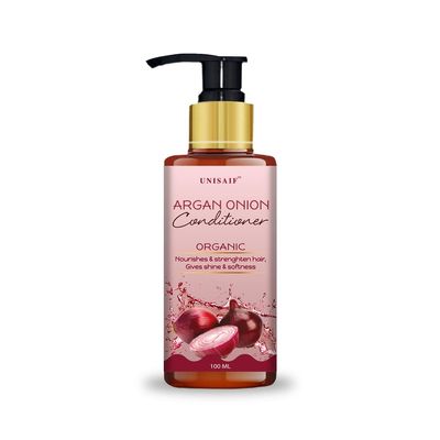 Unisaif Argan Onion Organic Conditioner - Nourishes Strengthen Hair Gives Shine Softness Deep Conditioner for Dry Damaged Hair Sulphate free Paraben Free (100 ml).