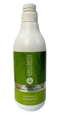Wellness Premium Organic Hemp Shampoo Intensive Moisture for Weak, Color-Treated Hair Hemp Seed Oil Nutrient-Rich, Paraben-Free All Hair Types - 33.8 oz (1 Liter)