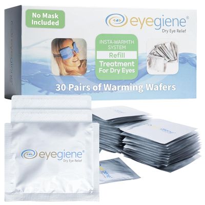 EyeGiene Refill - Insta-Warming Wafers for Self Heating Eye Mask - Warm Compress for Eyes, Multi-Use Heat Treatment for Dryness, Styes, Blepharitis, Portable Heated Eye Mask for Dry Eyes, 30 Pairs
