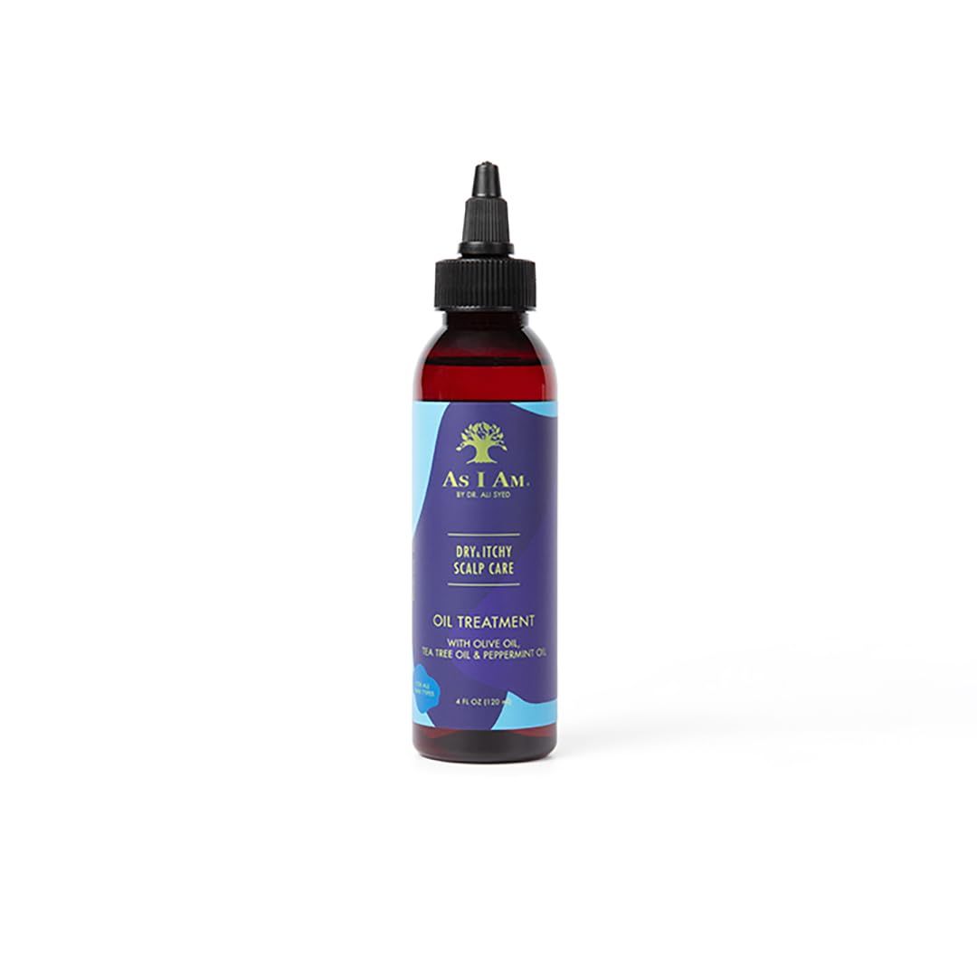 As I Am Dry Itchy Scalp Care Oil - 4 ounce - Nourishes and comforts dry and itchy scalp - With Olive Oil, Tea Tree Oil Peppermint Oil