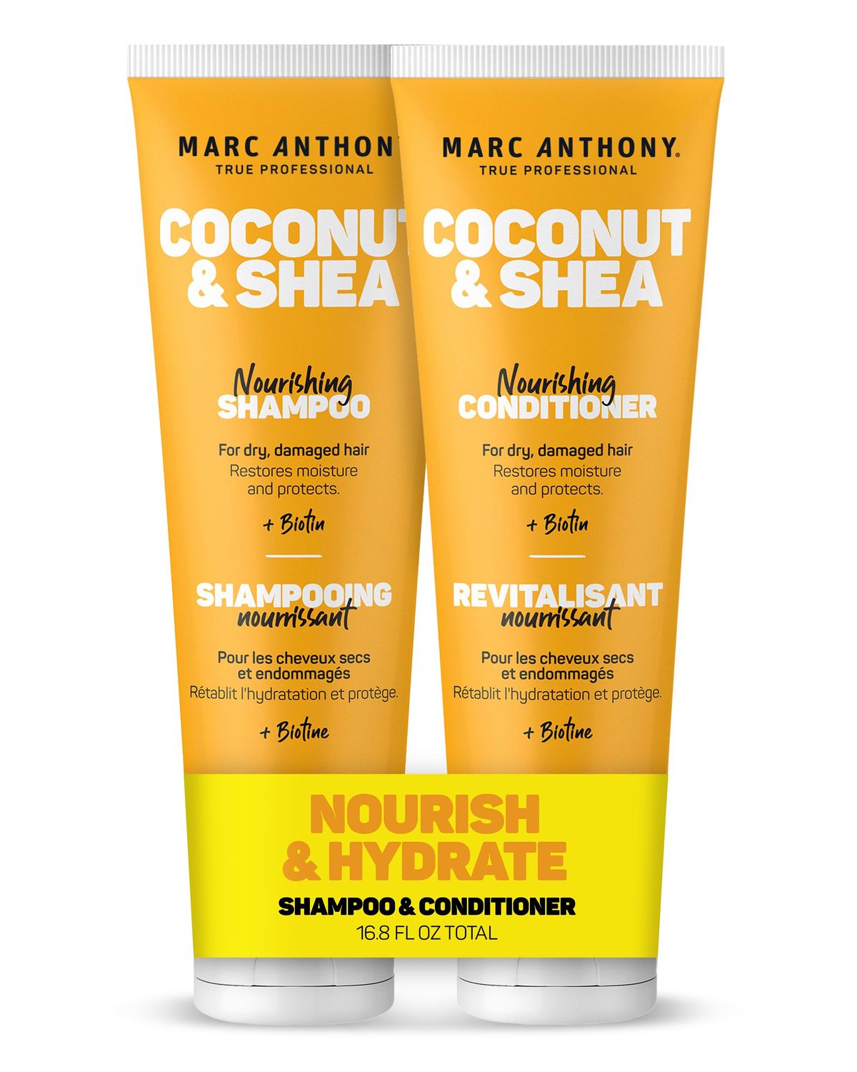 Marc Anthony Volumizing Shampoo and Conditioner Set with Coconut Oil Shea Butter - Nourishing Hydrating Haircare Infused with Biotin for Dry Damaged Hair - Restore Moisture Protects Hair