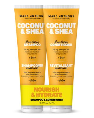 Marc Anthony Volumizing Shampoo and Conditioner Set with Coconut Oil Shea Butter - Nourishing Hydrating Haircare Infused with Biotin for Dry Damaged Hair - Restore Moisture Protects Hair