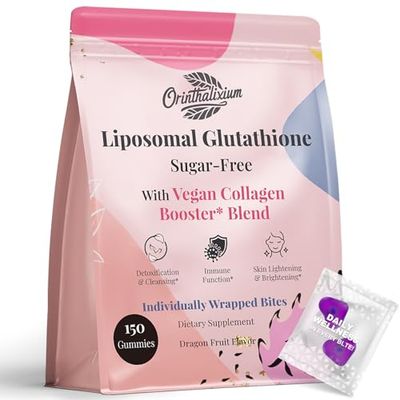 Liposomal Glutathione Gummies 1000MG - Reduced L-Glutathione for Antioxidant - Sugar Free Glutathione Supplement with Vitamin C, Vegan Collagen Gummies for Liver Detox, Glowing Skin - 150 Gummies