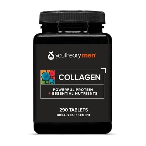 Youtheory Men&#39;s Collagen - 5,000 mg Collagen - Daily Supplement for Men - for Hair Skin Support - Gluten, Soy Dairy Free - 290 Tablets