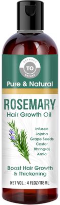 Rosemary Hair Growth Oil - 4 floz118ml - For Hair Fall Control and Nourishment - Made With Castor, Jojoba, Grape Seed, Almond, Amla and Bhringraj Oils