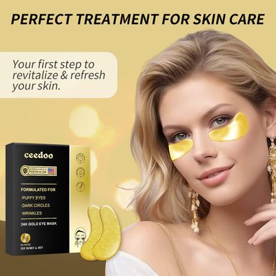 ceedoo Under Eye Patches - 24 Pairs Gold Under Eye Mask for Puffy Eyes, Dark Circles, Eye Bags, Wrinkles, Collagen Eye Gels with Rejuvenating Treatment, Gifts for Women