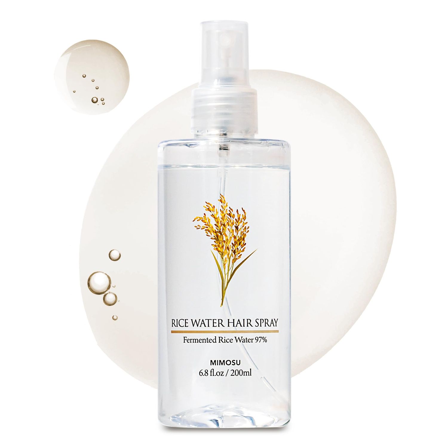 mimosu 97 Rice Water Hair Growth Spray - Fermented Rice Water Biotin Serum, PHA Toner, Korean hair care Formula, 6.8fl.oz