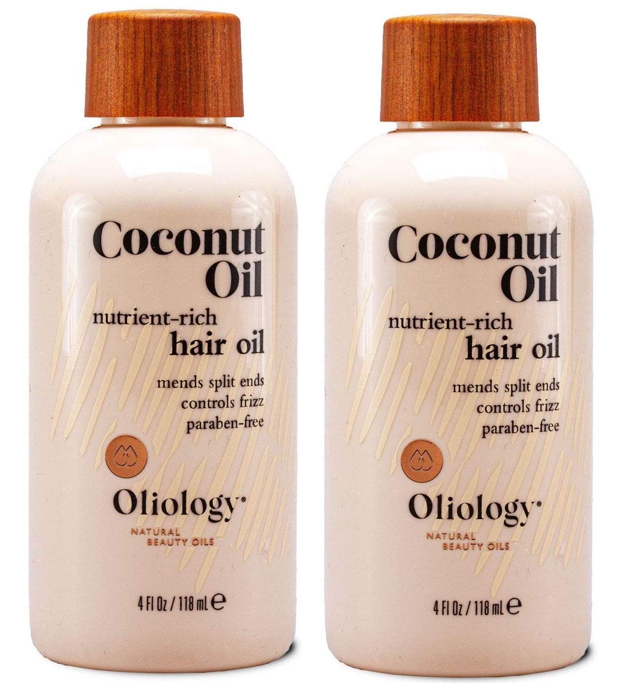 Oliology Coconut Hair Oil - Lightweight Formula Helps Repair Distressed Hair Caused by Heat Styling Chemical Treatments Mends Split Ends Controls Frizz Made in USA Paraben Free (4oz2 Pack)