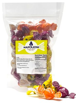 Napoleon Sour Fruit Balls Individually Wrapped Hard Candy Sour Fruit Mix Gluten-Free, Dye-Free Candy 10 Ounces