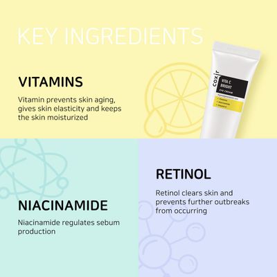 coxir VITA C EYE CREAM l Niacinamide eye cream for intensive eye care with vitaminsCruelty-Free,No Paraben 30ml1.01 fl.oz.