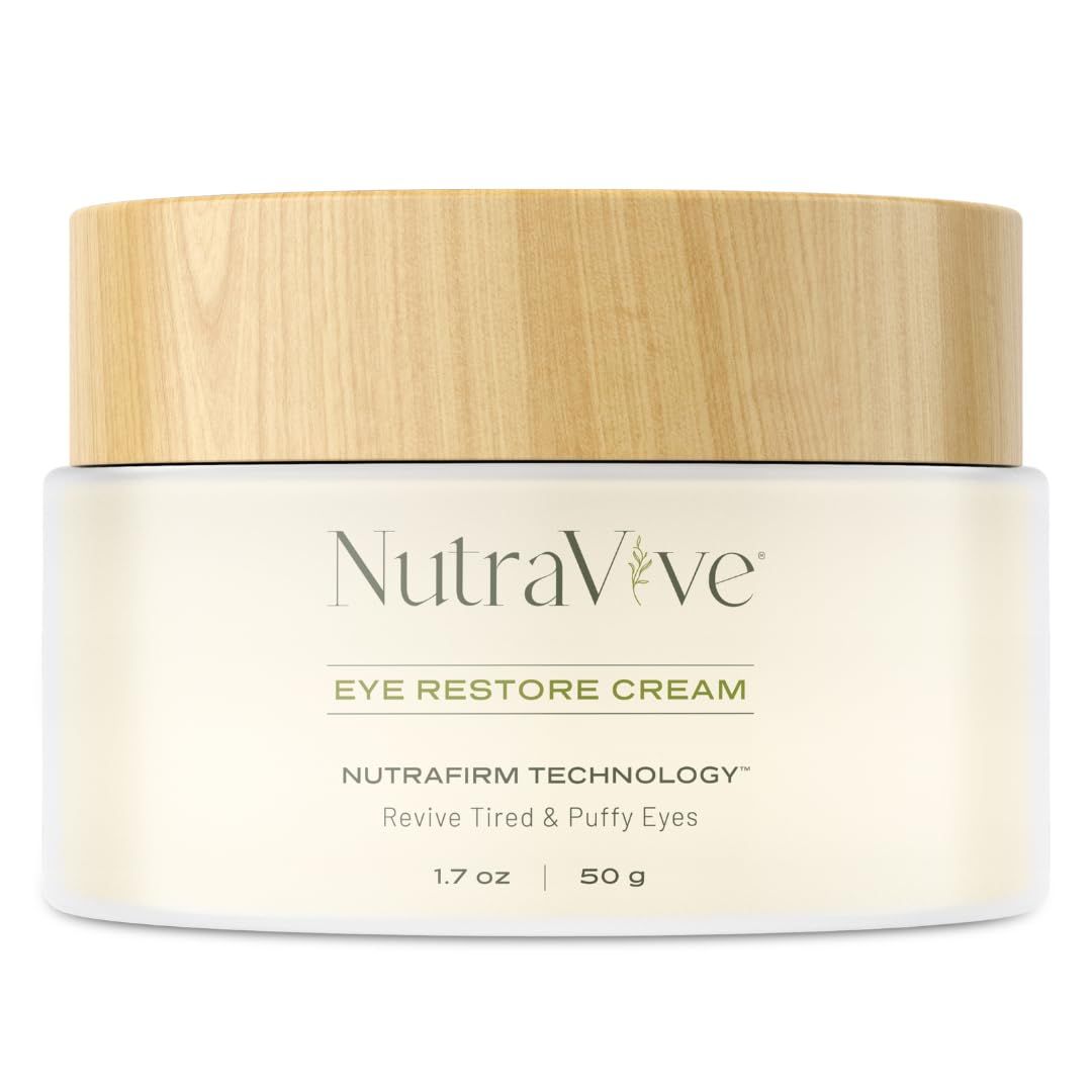 NutraVive Eye Restore Cream - Under Eye Cream For Puffiness And Bags Under Eyes, 1.7 Oz - Revive, Firm Lift Tired Eyes Reduce Fine Lines Wrinkles - Anti-Aging Collagen Boosting for Women