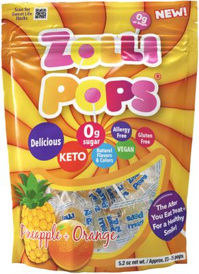 Zollipops Pineapple Orange - Tangy Fusion of Pineapple and Orange Flavored Lollipops, 5.2 oz. Bag
