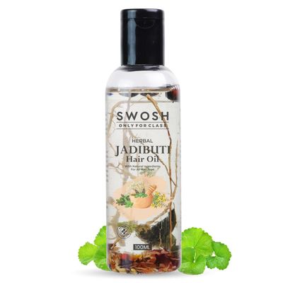 SWOSH Ayurvedic Herbal Jadibuti Hair Oil For Hair Nourishment 100 ml - Enriched With Amla, Onion and Aloe Vera Extracts Suitable for All Hair Types For Men and Women