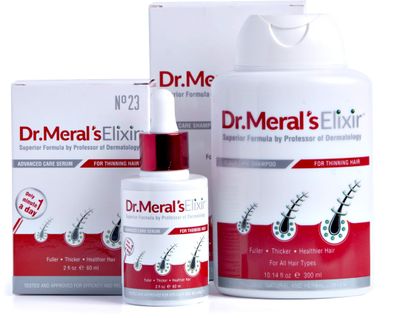Dr. Meral&#39;s Elixir - Essential Hair Growth Products Kit: Minoxidil Free Thinning Hair Serum with Saw Palmetto Sodium Lauryl Sulfate Free Shampoo for Hair Loss - DHT Blocker, Stimulates Hair Regrowth