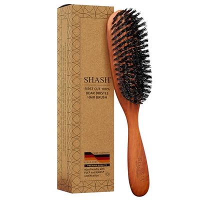 Classic German First Cut 100 Boar Bristle Hair Brush Since 1869 - Conditions Hair, Improves Texture, Exfoliates Scalp