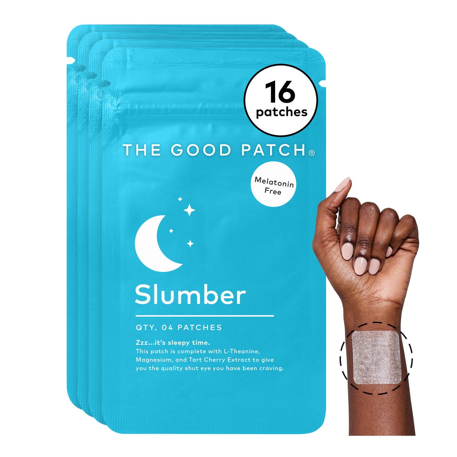 The Good Patch Slumber Sleep Patch Support, Melatonin Free, Sustained Release, Natural Patch with L-Theanine, Magnesium, Tart Cherry Extract, Plant Powered Wearable Wellness (4 Count (Pack of 4))