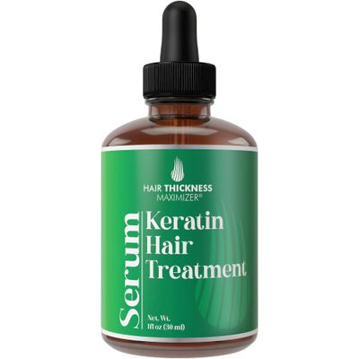 Keratin Hair Treatment Serum by Hair Thickness Maximizer for Thicker, Longer Softer Strands - At-Home Hair Oil with Longsheng Rice Water, Vitamin E Dandelion, For Women and Men, 1 Fl Oz