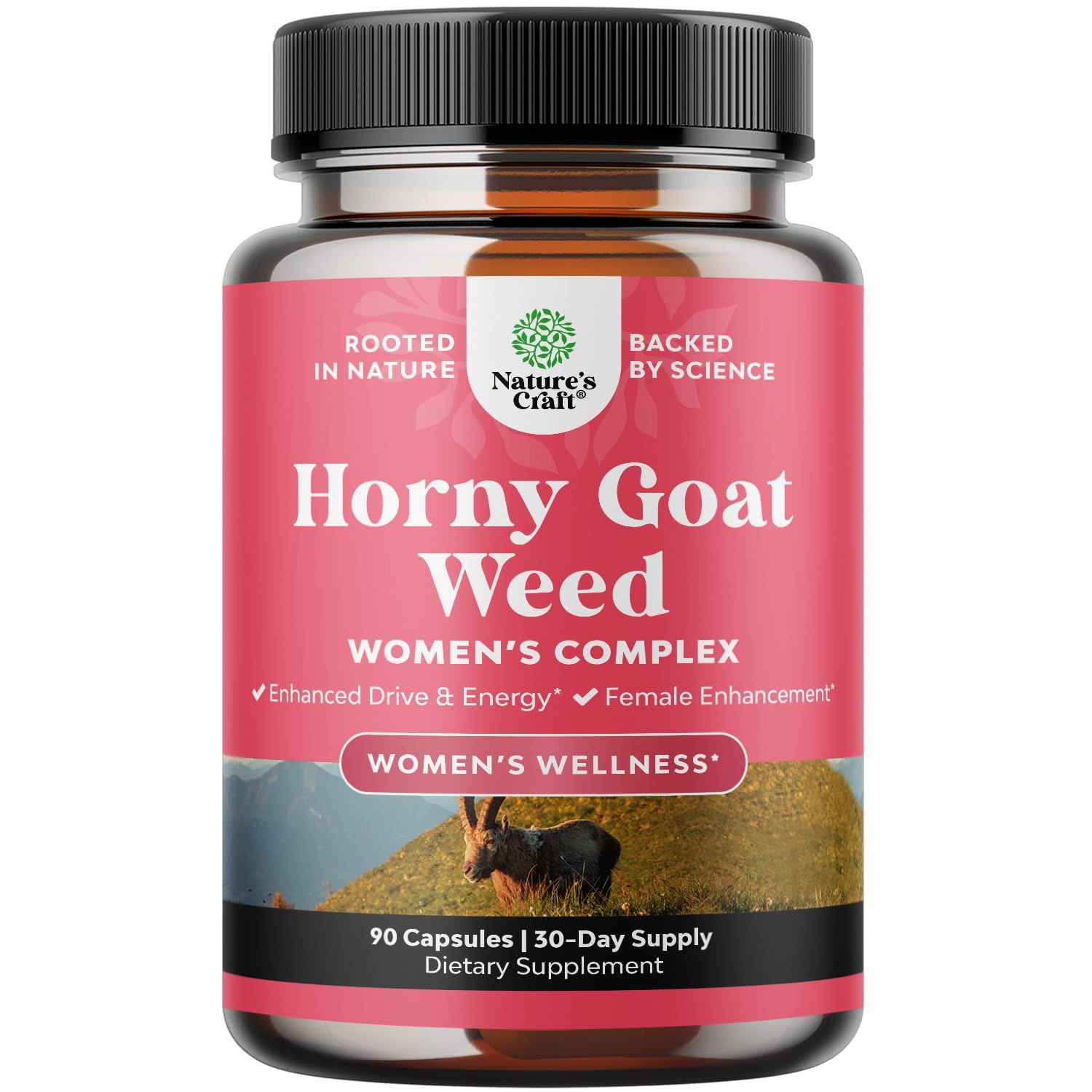 Horny Goat Weed for Women Complex - Invigorating Female Support Blend with Ashwagandha Panax Ginseng and Maca Root Capsules for Women for Helps Increase Drive Energy and Mood and Curb Dryness