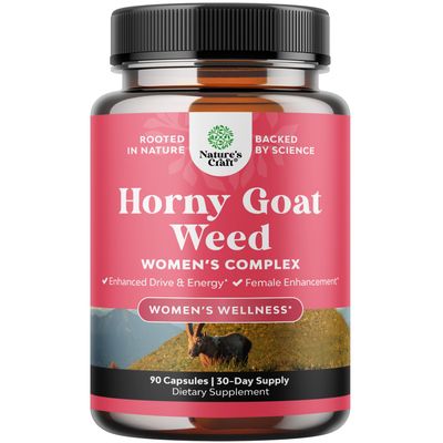Horny Goat Weed for Women Complex - Invigorating Female Support Blend with Ashwagandha Panax Ginseng and Maca Root Capsules for Women for Helps Increase Drive Energy and Mood and Curb Dryness