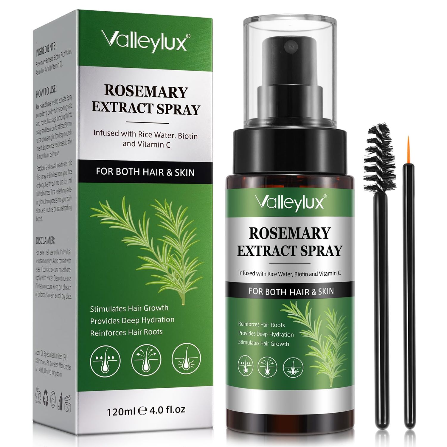 Rosemary Rice Water Hair Spray 4.0 fl oz Hair Skin Serum Strengthen, Moisturize Thicken Naturally for Dry, Oily, Flaky, Thinning, Damaged Hair Types