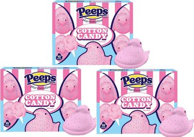 PEEPS Easter Marshmallow Chicks, Variety Pack, 10 Count (Assorted Flavors Colors) (3 count, Cotton Candy Chicks Marshmallow Peeps)