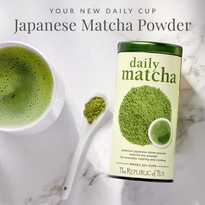 The Republic of Tea Japanese Daily Matcha Powder, 1.5 oz Tin Matcha Green Tea Makes 20 Cups