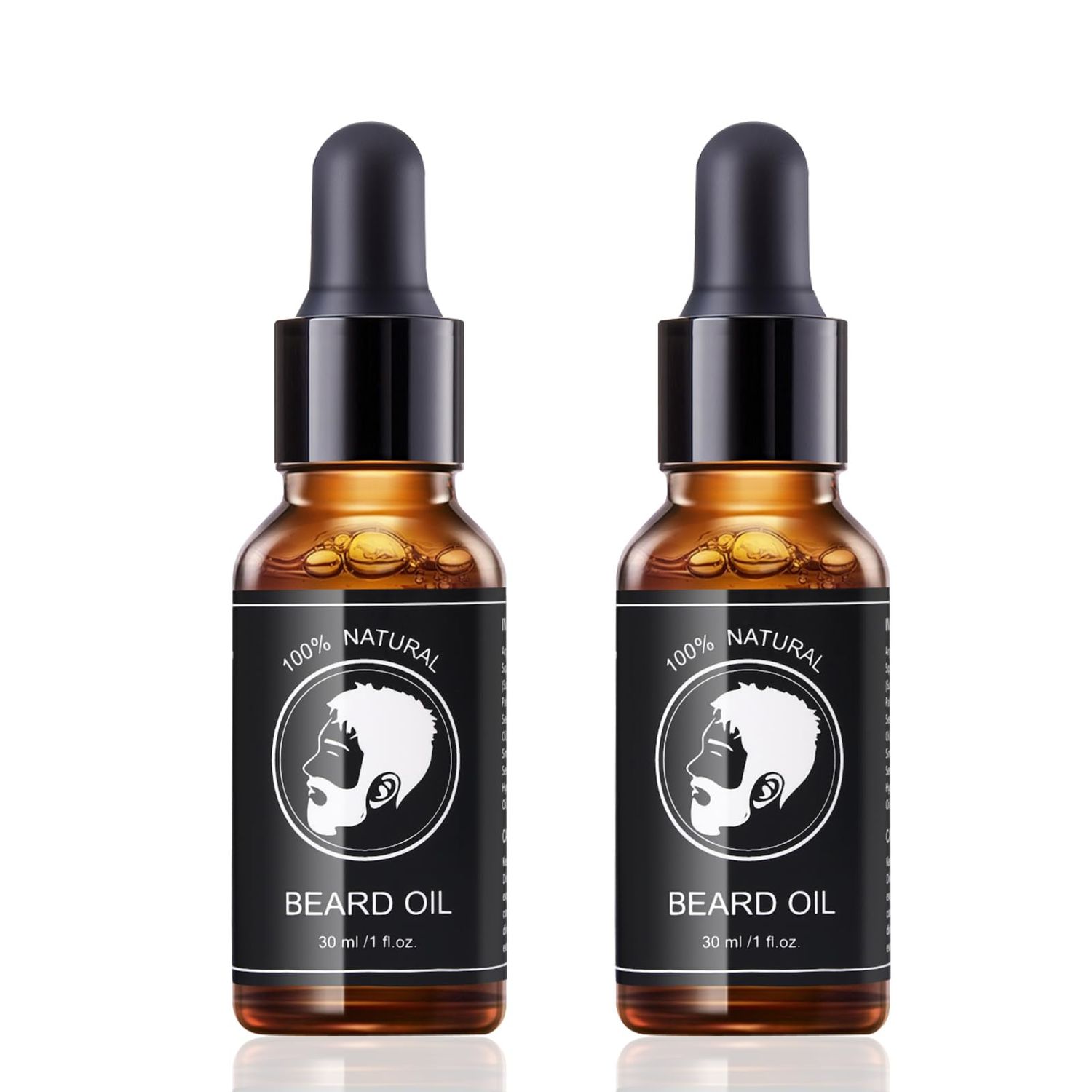 MYR Beard Growth Oil for Men - Rich in ARGAN JOJOBA Oil, Multiple Natural Extracts - Beard Softener Care, Strengthens Moisturizes Beard (2 Pack of 1 oz) (Amber)