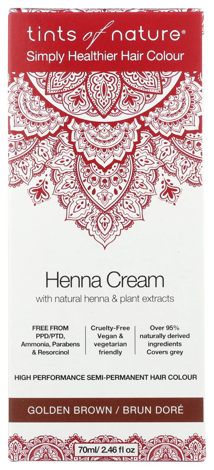 Tints of Nature Simply Healthier Hair Colour, Henna Cream Golden Brown, Semi-Permanent Hair Colour, 2.46 Oz