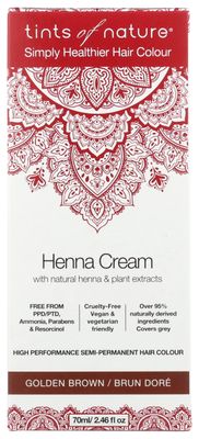 Tints of Nature Simply Healthier Hair Colour, Henna Cream Golden Brown, Semi-Permanent Hair Colour, 2.46 Oz