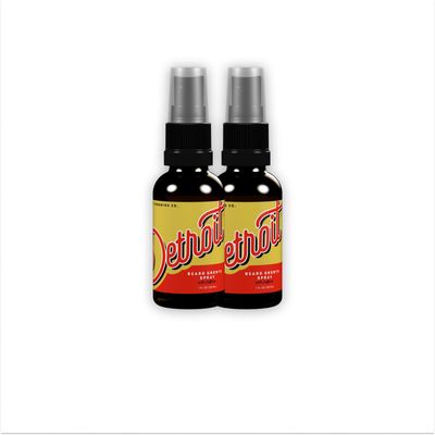 Detroit Grooming Co. Beard Growth Spray - Boost Beard Growth with Biotin, B7 Caffeine, Hydrating Beard Care with Lavender Water, Green Tea Glycerin - 1 oz (2 Pack)