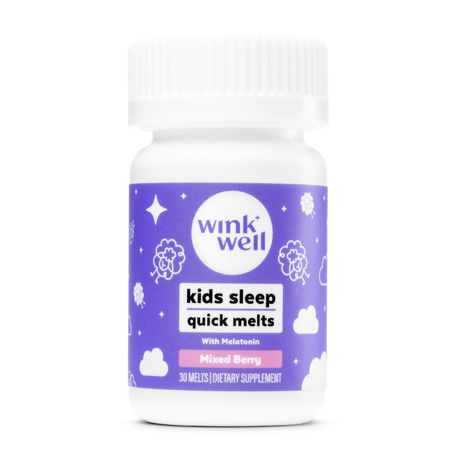 Wink Well Kids Melatonin Chewable Melts- Baby Sleep Aid Chews with Melatonin 1mg- Quick Deep Toddler Sleep Aid, Drug-Free-Fast, Non-Habit-Forming Kids Melatonin Dissolve Tablets- 30 Melts