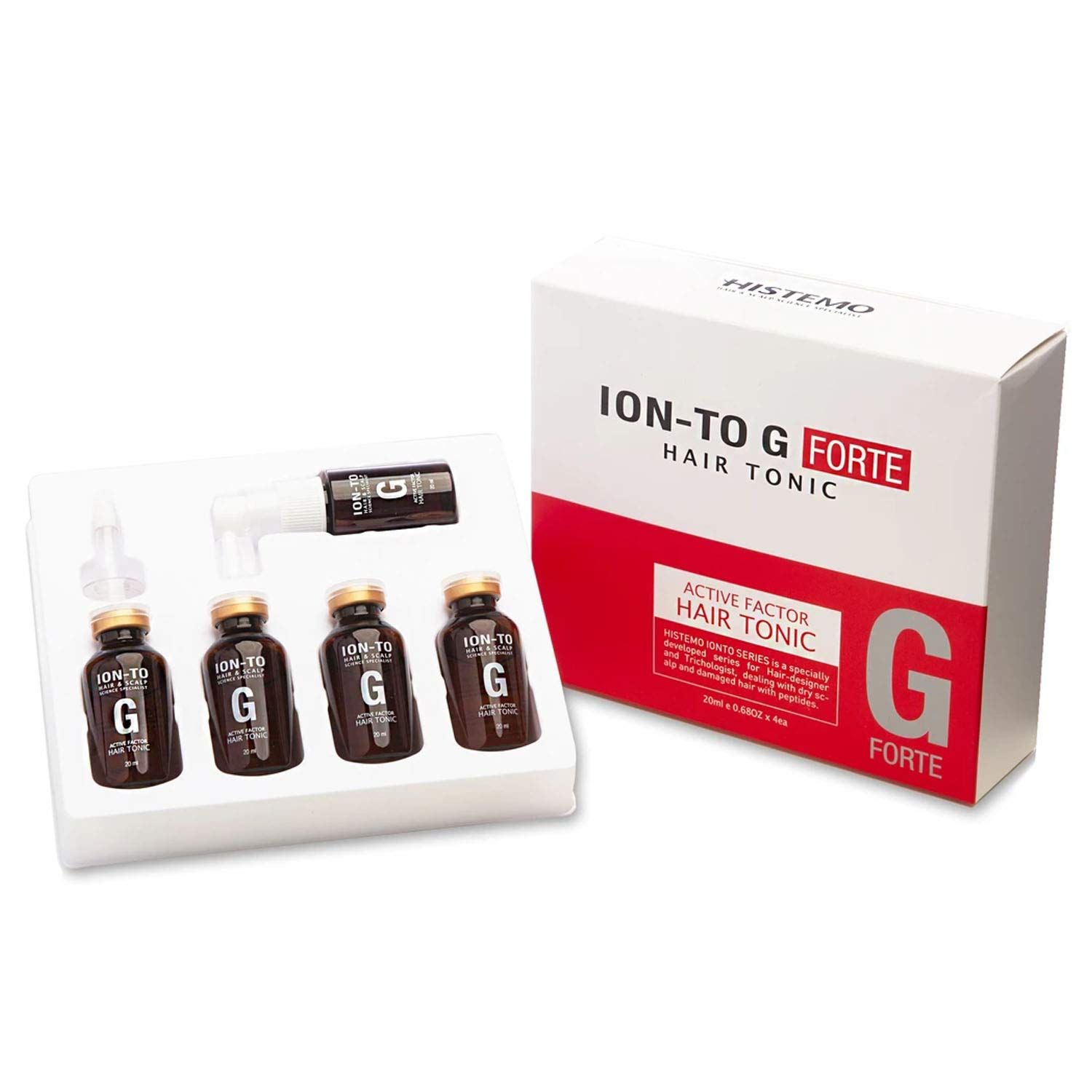 Histemo ION-TO G Scalp Serum, Hair Regrowth Topical Treatment Serum, Prevents Hair Thinning Loss, Peptides, Amino Acids Growth Factor Protein, Clinically-Proven, 1 Month Supply (20 ml, 4 pieces)