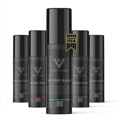 Victor and Valor Liquid Beard Balm - Nine Moisturizing Oils Including Shea Butter Vitamin E - High Viscosity Formula Helps Condition and Style - Men&#39;s Grooming (1 Ounce, Sweet Victory)