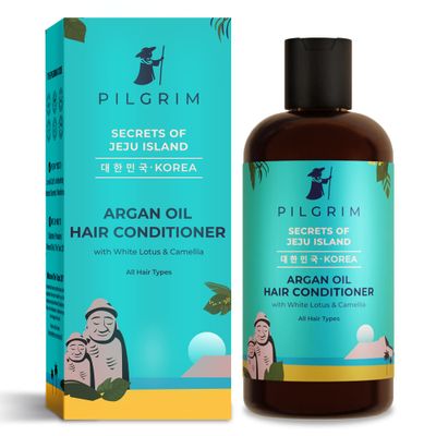 Pilgrim Argan Oil Hair Conditioner With White Lotus Camellia Nourishing Formula for All Hair Types Frizz Control, Smooth Finish, Sulfate-Free 8.45 Fl Oz (250ml)