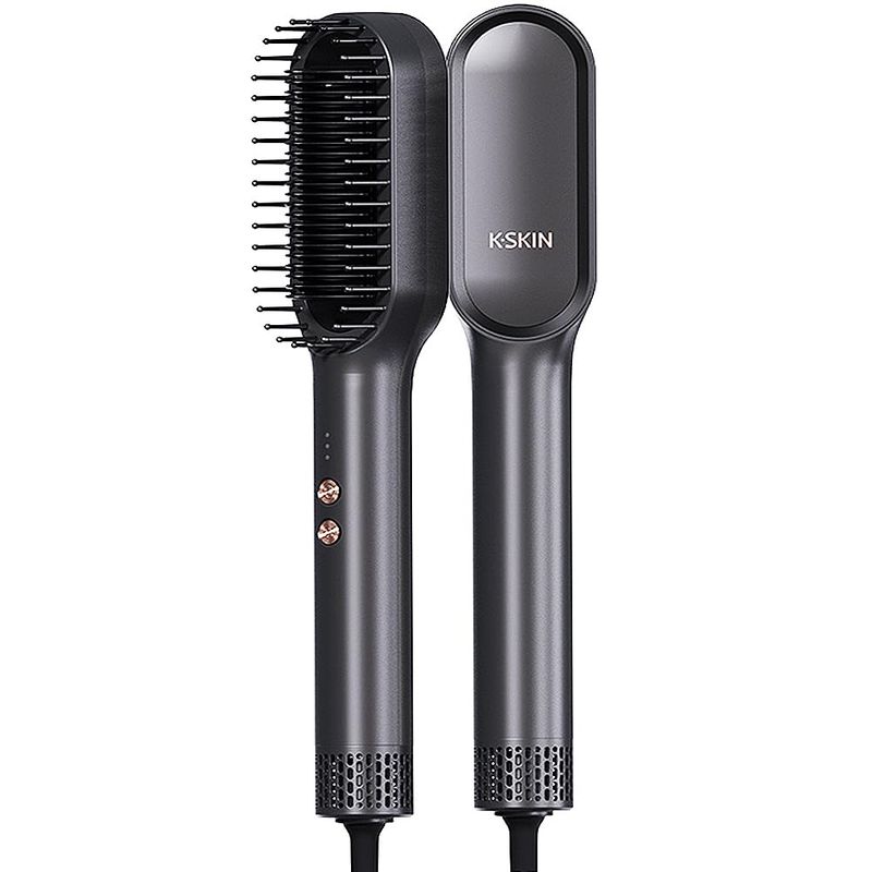 Ring Hair Straightener Comb and Blow Dryer 2 in 1 for Women, Ceramic Tourmaline Constant Temperature Control, 30s Fast Heating, 3 Optional Mode, Cold Air Hot Air and Straight Hair