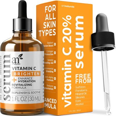 artnaturals Anti-Aging Vitamin C Serum - (1 Fl Oz 30ml) - with Hyaluronic Acid and Vit E - Wrinkle Repairs Dark Circles, Fades Age Spots and Sun Damage - Enhanced 20 Vitamin C