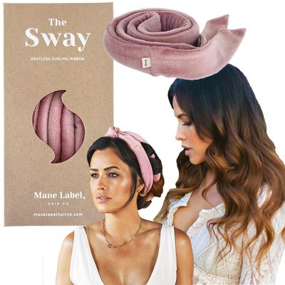 Heatless Hair Curling Ribbon Wrap: The Sway Original Heatless Curling Ribbons Luxe Velour Mane Label Hair Co. (Dusty Rose)