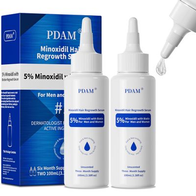 5 Minoxidil for Men Hair Growth Serum - Minoxidil for Women Serum with Biotin for Thicker Healthier, Minoxidil for Men Restore Fuller Beard Hair Growth Oil Unisex 3.38 FL OZ for 3 Months 2 Pack