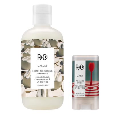 RCo Dart Pomade Stick Dallas Biotin Thickening Shampoo (8.5 Oz) Thickening Texture Tames Flyaways Vegan Cruelty-Free Set of 2