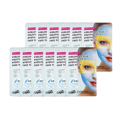 MOND&#39;SUB Hyaluronic Acid polypeptide face mask,Sheet Mask, Tightening and Moisturizing for dry Skin Care Face Masks beauty- Smoothing Rejuvenating, 12 Sheets