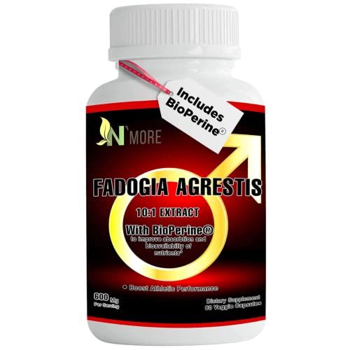 N&#39;more Fadogia Agrestis 600mg - Maximum Strength - Zero Fillers - Gluten Free, Non-GMO, Vegan Capsules - 60 Capsules Introductory Price, 60 Count (Pack of 1)